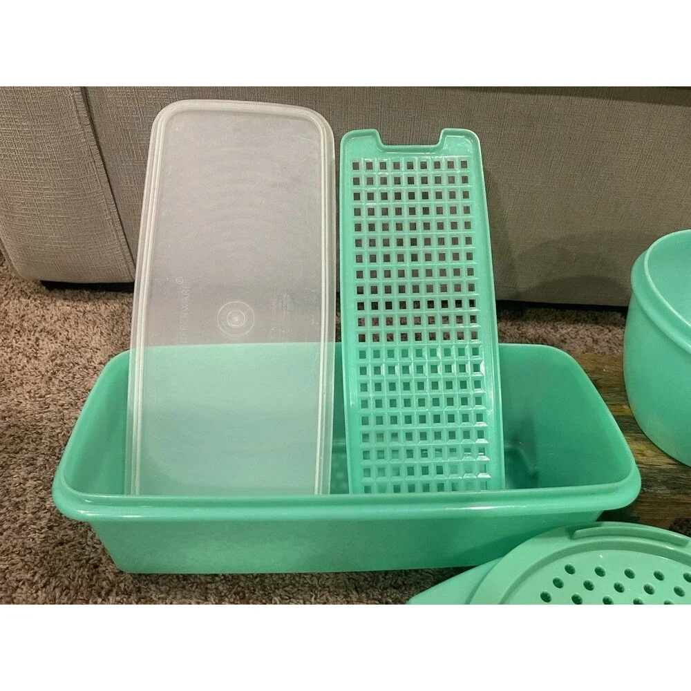 Tupperware Mint Green Grater Bowl Mandoline Slicer Reamer Lot 6pc